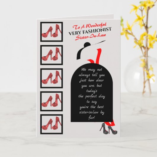 Carte Fab Silhouette Chaussures Glam Rouge Noir Joyeux A (Fleur jaune)