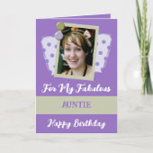Carte Fabelle tante photo nom vert violet anniversaire (Devant)