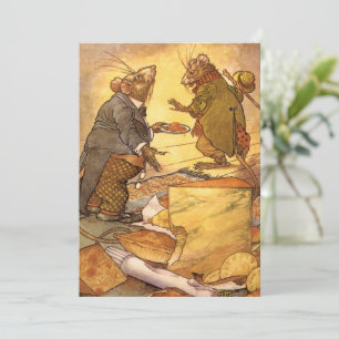 Carte Fable d'Ésope vintage, Souris des champs, Souris d