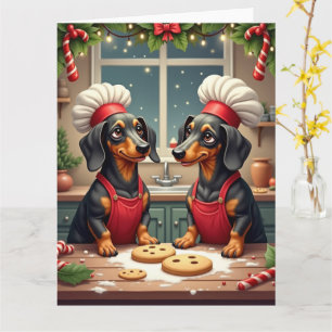 Carte Fabricants de biscuits de Noël de teckel Fête de p