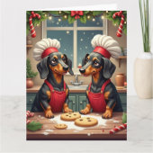 Carte Fabricants de biscuits de Noël de teckel Fête de p (Devant)
