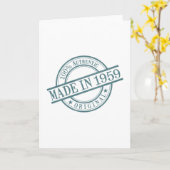 Carte Fabriqué en 1959 Rond Timbre en caoutchouc Logo An (Fleur jaune)