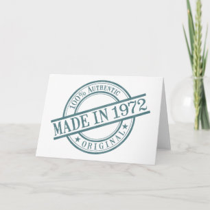 Carte Fabriqué en 1972 Round Rubber Stamp Logo Année de