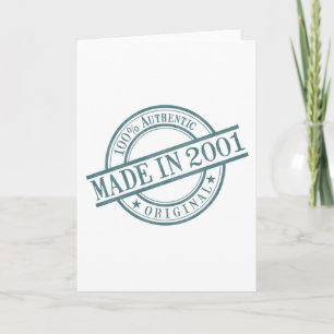 Carte Fabriqué en 2001 Round Rubber Stamp Logo Année de
