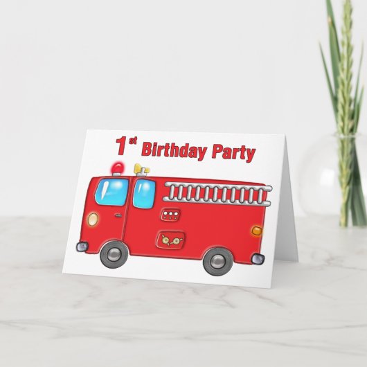 Carte Fabrique Fire Truck 1er anniversaire (Devant)