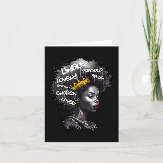 Carte Fabuleuse Femme Afro Noire Avec Des Mots Empowants (Devant)