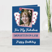 Carte Fabuleuse fille en droit nom photo bleu rose (Devant)