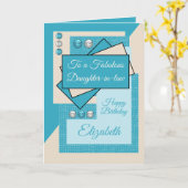 Carte Fabuleuse fille en loi anniversaire crème bleue (Fleur jaune)