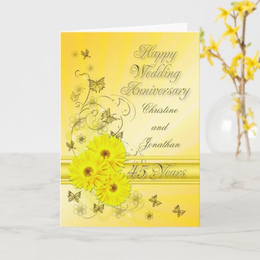 Carte Fabuleuses fleurs 45e anniversaire pour un couple (Fleur jaune)