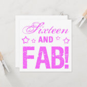 Carte Fabuleux 16e anniversaire (Devant/Arrière en situation)