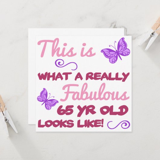 Carte Fabuleux 65e anniversaire (Devant/Arrière en situation)