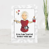 Carte Fabuleux 90 caricature féminine 90e anniversaire (Devant)