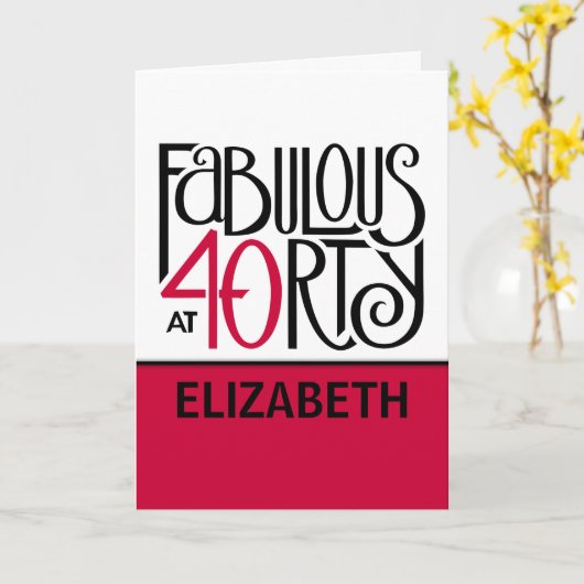 Carte Fabuleux à 40 rouge (Fleur jaune)