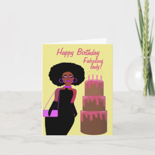 Carte Fabuleux Anniversaire Africain-Américain Lady Pink