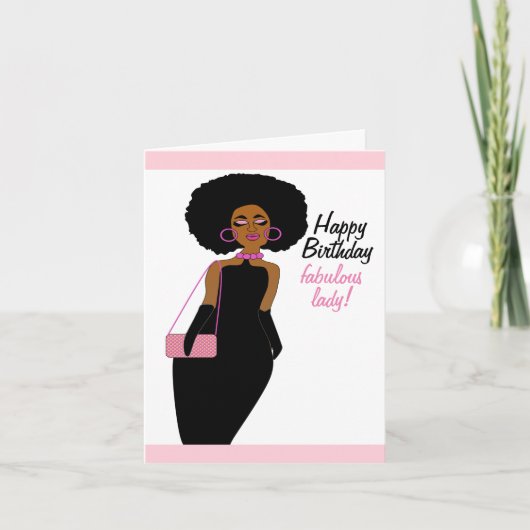 Carte Fabuleux anniversaire de la Dame afro-américaine (Devant)