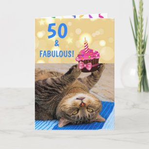 Carte Fabuleux Cinquante Chat Anniversaire