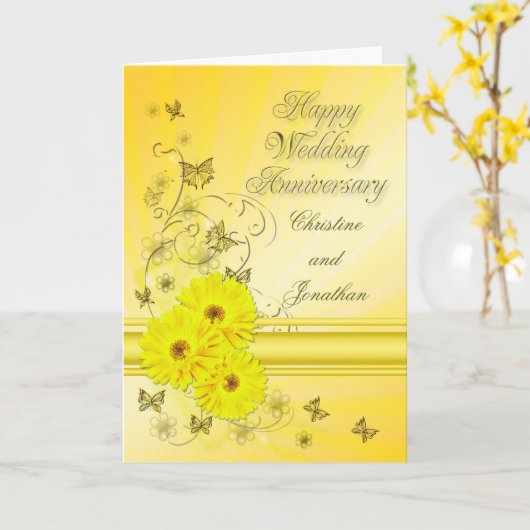 Carte Fabuleux mariage anniversaire de fleurs pour un co (Fleur jaune)