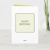 Carte Fabuleux nom de la soeur de l'or vert anniversaire (Dos)