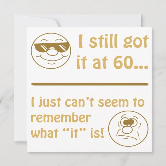 Carte Faces amusantes 60e anniversaire Gag Cadeaux (Devant)