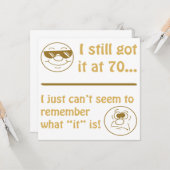 Carte Faces amusantes 70e anniversaire Gag Cadeaux (Devant/Arrière en situation)