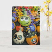Carte faces d'Halloween (Fleur jaune)