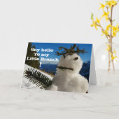 Carte fâchée drôle de bonhomme de neige (Fleur jaune)