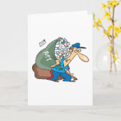 Carte Facteur portant un grand sac (Fleur jaune)