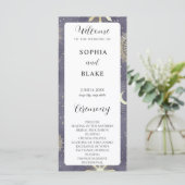 Carte Faded Blue and Gold Celestial Wedding Program (Debout devant)