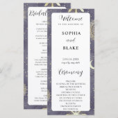 Carte Faded Blue and Gold Celestial Wedding Program (Devant / Derrière)