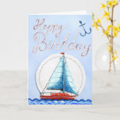 Carte Fair Winds Bateau à voile Anniversaire (Fleur jaune)