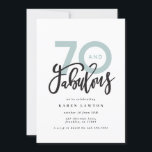 Carte Faire 70 look bon anniversaire moderne<br><div class="desc">En faisant 70 look,  soixante-dix et fabuleuse invitation d'anniversaire de typographie moderne. Texte de script moderne sur la conception de typographie de tendance. Partie d'une collection. Les couleurs peuvent être customisées.</div>