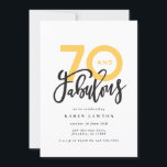 Carte Faire 70 look bon anniversaire moderne<br><div class="desc">En faisant 70 look,  soixante-dix et fabuleuse invitation d'anniversaire de typographie moderne. Texte de script moderne sur la conception de typographie de tendance. Partie d'une collection. Les couleurs peuvent être customisées.</div>