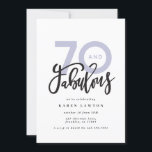 Carte Faire 70 look bon anniversaire moderne<br><div class="desc">En faisant 70 look,  soixante-dix et fabuleuse invitation d'anniversaire de typographie moderne. Texte de script moderne sur la conception de typographie de tendance. Partie d'une collection. Les couleurs peuvent être customisées.</div>