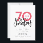 Carte Faire 70 look bon anniversaire moderne<br><div class="desc">En faisant 70 look,  soixante-dix et fabuleuse invitation d'anniversaire de typographie moderne. Texte de script moderne sur la conception de typographie de tendance. Partie d'une collection. Les couleurs peuvent être customisées.</div>