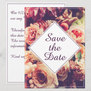 Carte Faire Annonce de Mariage Vintage, Motif Floral