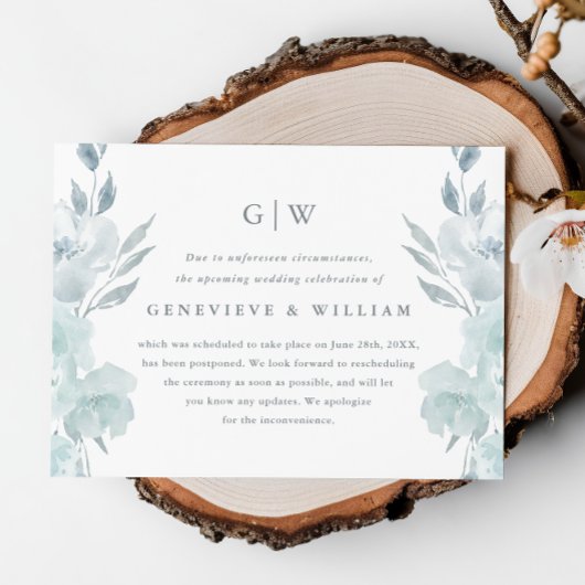 Carte Faire annonce de report de mariage photo florale b