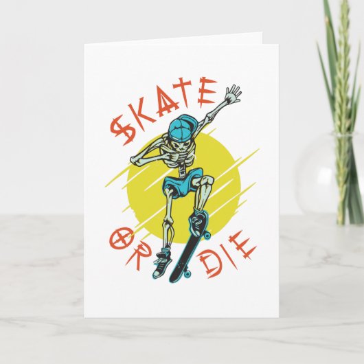 Carte Faire du skate ou mourir Squelette Skateboardeur (Devant)