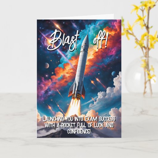 Carte faire exploser Good Luck dans vos examens GCSE ALe (Fleur jaune)