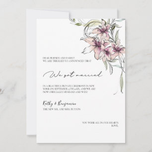 carte Faire-part aux lys roses floraux - carte pho