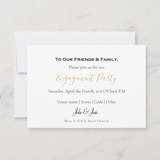 Carte faire-part avec cadre en or photo (Dos)