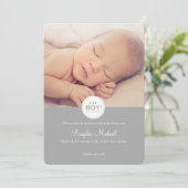 Carte Faire-part bébé en Gris - C'est un garçon ! (Debout devant)