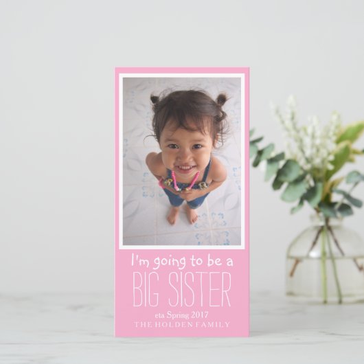 Carte Faire-part Big Sister Baby Arrival (Debout devant)