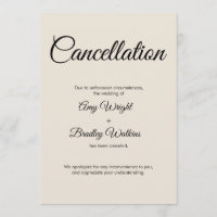 Carte Faire-part d'annulation Mariage