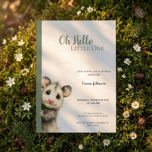 Carte Faire part de Baby Shower Opossum Woodland
