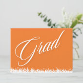 Carte faire-part de graduation orange (Debout devant)