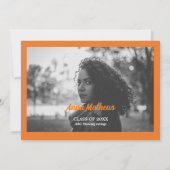 Carte faire-part de graduation orange (Dos)