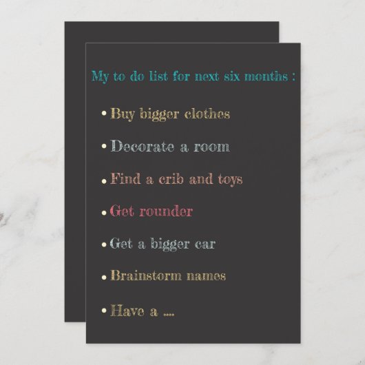 Carte faire-part de grossesse Chalkboard (Devant / Derrière)