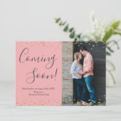 Carte Faire-part de grossesse Gold Confetti en ros (Debout devant)