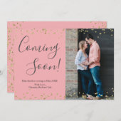 Carte Faire-part de grossesse Gold Confetti en ros (Devant / Derrière)