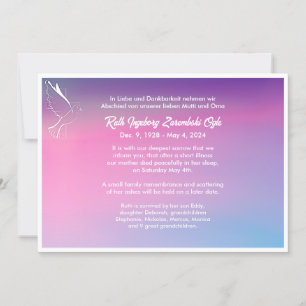 Carte Faire-part de la mort de style européen Dove